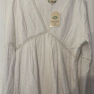 NWT.  White Eyelet V-Neck Dress